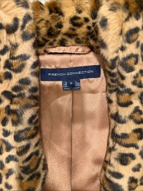 French Connection Leopard-Print Teddy Jacket in Brown and Black